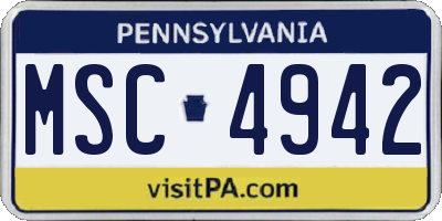PA license plate MSC4942