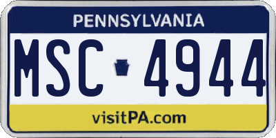 PA license plate MSC4944