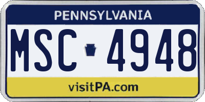 PA license plate MSC4948
