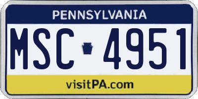 PA license plate MSC4951