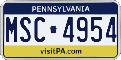 PA license plate MSC4954