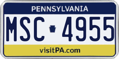 PA license plate MSC4955