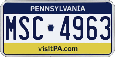 PA license plate MSC4963