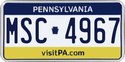 PA license plate MSC4967