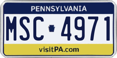 PA license plate MSC4971