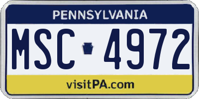 PA license plate MSC4972
