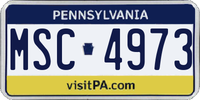 PA license plate MSC4973