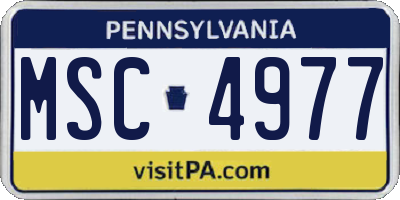 PA license plate MSC4977