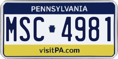 PA license plate MSC4981