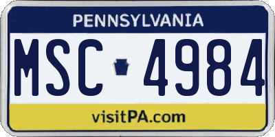 PA license plate MSC4984