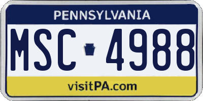 PA license plate MSC4988