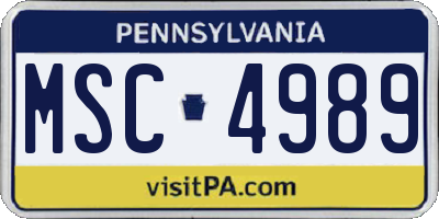 PA license plate MSC4989