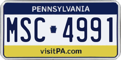 PA license plate MSC4991