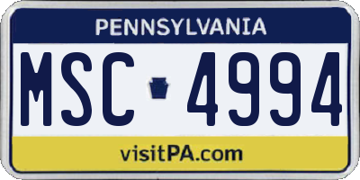 PA license plate MSC4994