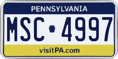 PA license plate MSC4997