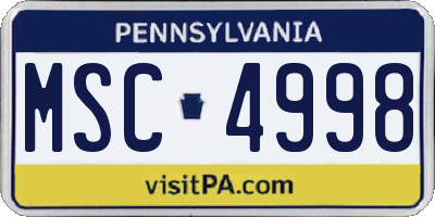 PA license plate MSC4998