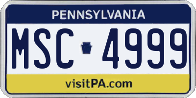 PA license plate MSC4999