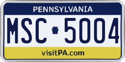 PA license plate MSC5004