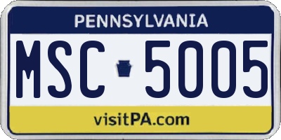 PA license plate MSC5005