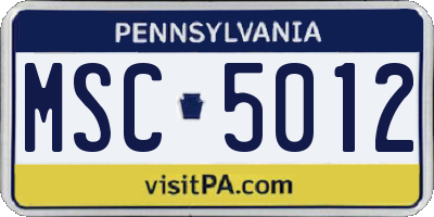 PA license plate MSC5012