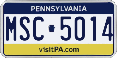 PA license plate MSC5014
