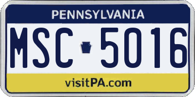 PA license plate MSC5016