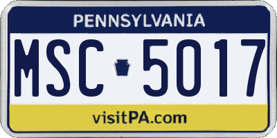 PA license plate MSC5017