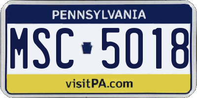 PA license plate MSC5018