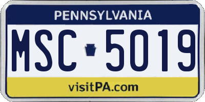 PA license plate MSC5019