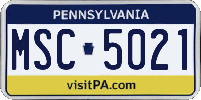 PA license plate MSC5021