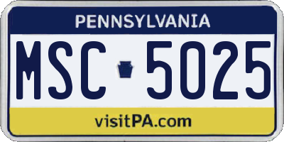PA license plate MSC5025