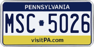PA license plate MSC5026