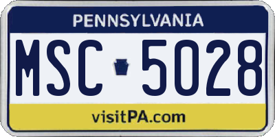 PA license plate MSC5028