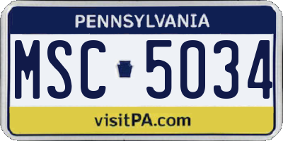 PA license plate MSC5034