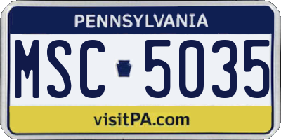 PA license plate MSC5035