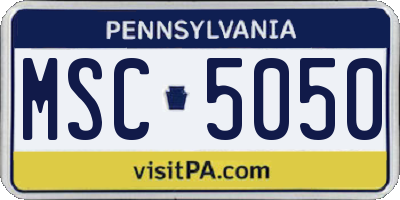 PA license plate MSC5050