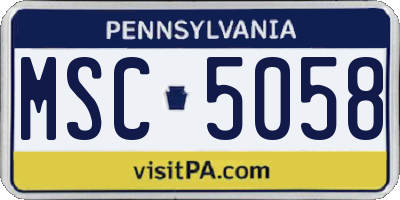 PA license plate MSC5058