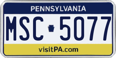 PA license plate MSC5077