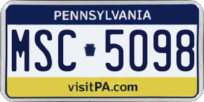 PA license plate MSC5098