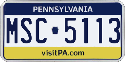 PA license plate MSC5113