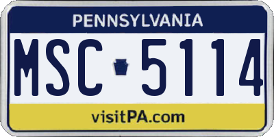 PA license plate MSC5114