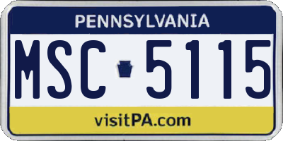 PA license plate MSC5115