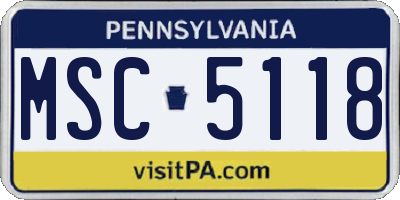 PA license plate MSC5118