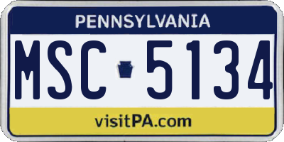 PA license plate MSC5134