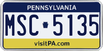 PA license plate MSC5135