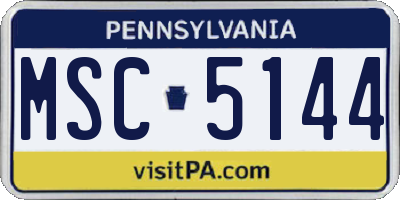 PA license plate MSC5144