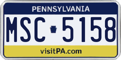 PA license plate MSC5158
