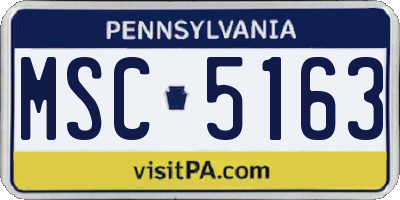 PA license plate MSC5163