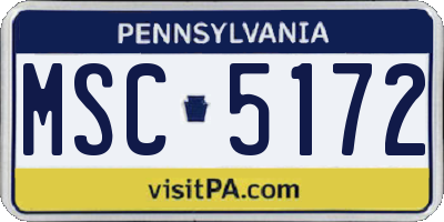 PA license plate MSC5172