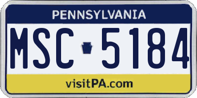PA license plate MSC5184